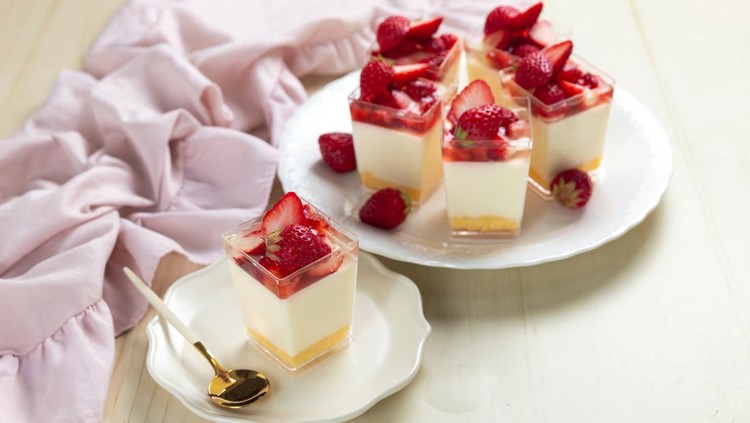 Ilustrasi puding stroberi