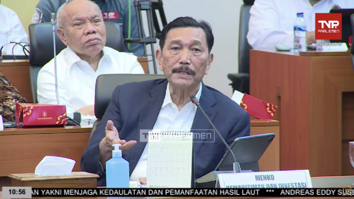 Menko Kemaritiman dan Investasi, Luhut Binsar Pandjaitan saat mengikuti rapat Kerja dengan Badan Anggaran (Banggar) DPR RI pada Rabu, (5/6/2024). Menko Kemaritiman dan Investasi, Luhut Binsar Pandjaitan saat mengikuti rapat Kerja dengan Badan Anggaran (Banggar) DPR RI pada Rabu, (5/6/2024). (Tangkapan Layar Yotuube Banggar DPR RI)