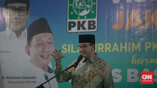 Anies Baswedan resmi menerima dukungan sebagai bakal calon gubernur DKI 2024 dari DPW PKB Jakarta.