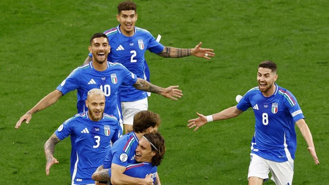Italia mengalahkan Albania dengan skor tipis 2-1 dalam laga Euro 2024 di Dortmund, Minggu (16/6) dini hari WIB.