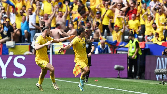 Rumania berhasil mengalahkan Ukraina dalam laga Euro 2024 di Allianz Arena, Senin (17/6).