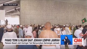VIDEO: Panas Terik & Hujan saat Jemaah Lempar Jamrah