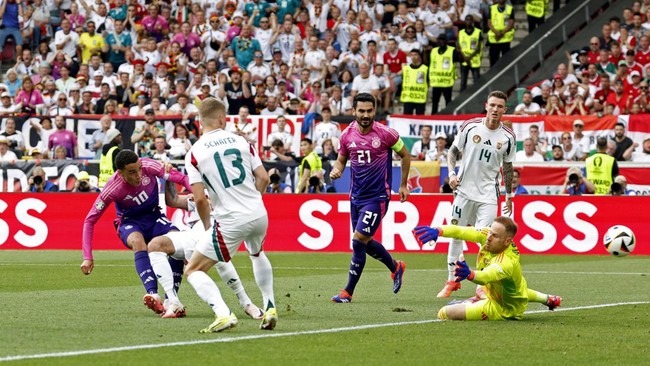 Jerman unggul atas Hungaria dalam laga babak pertama Euro 2024 di Stuttgart, Rabu (19/6).