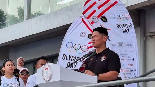 NOC Indonesia bersama Kedutaan Besar Prancis menggelar Olympic Day di Lapangan Hockey Komplek GBK, Senayan, Jakarta, Sabtu (22/6) pagi,