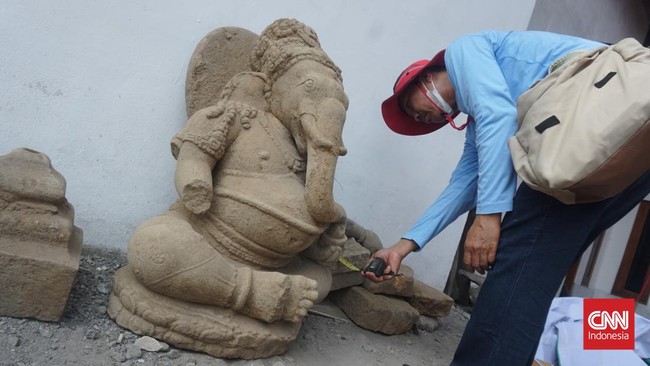 Arca Ganesha yang ditemukan dalam lubang galian pondasi rumah di Sayidan, Sleman, DIY, teridentifikasi sebagai temuan unik.
