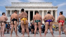 FOTO: Pegulat Sumo 'Berkeliaran' di Washington DC