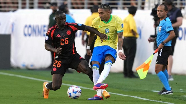 Laga Brasil vs Kolombia pada matchday terakhir fase grup Copa America 2024 berlangsung cukup sengit dan berakhir imbang.