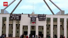 VIDEO: Aksi Demo Bela Palestina di Gedung Parlemen Australia