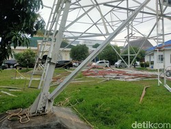 Pekerja Vendor Jatuh Saat Bongkar Tower Bekas Stasiun TVRI Sumsel