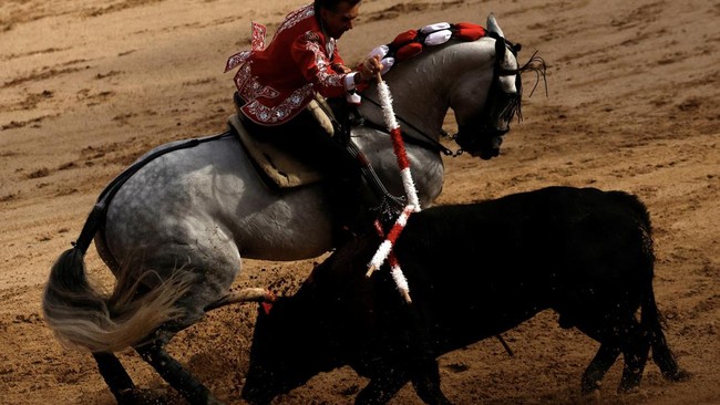 FOTO: Sensasi Lomba Lari Bareng Banteng di Festival San Fermin