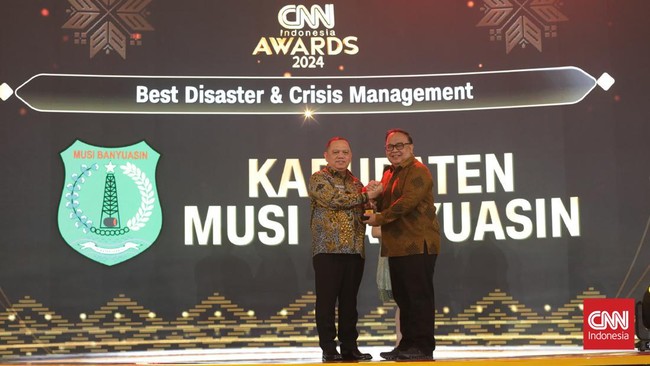 Kabupaten Musi Banyuasin meraih penghargaan dalam kategori Best Disaster & Crisis Management di arena CNN Indonesia Awards 2024.