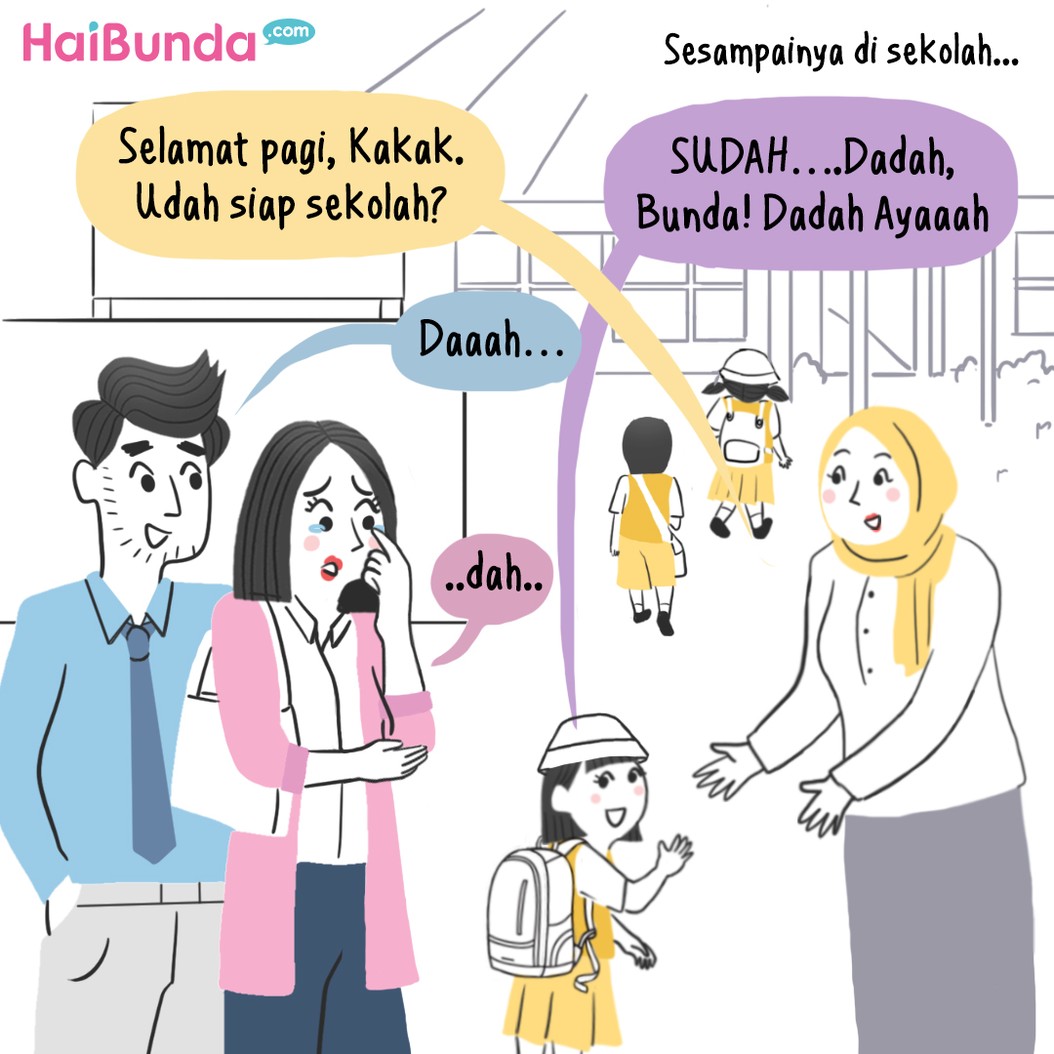 Bunda dan Ayah tak kuasa menahan haru saat mengingat momen pertama mengantar kakak ke sekolah. Seperti apa ceritanya? Simak selengkapnya berikut ini!