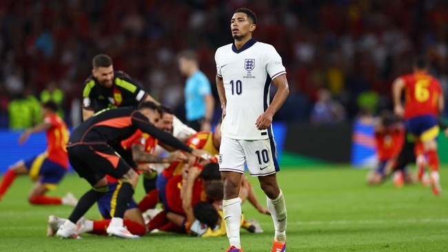 Sejumlah momen dalam pertandingan Spanyol vs Inggris pada final Euro 2024 di Stadion Olimpia, Berlin, viral di media sosial, Senin (15/7).