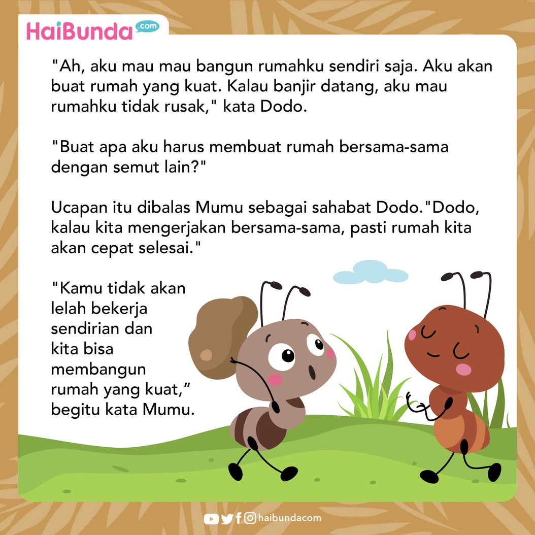 Cerita fabel, Dodo si semut yang ingin membuat sarangnya sendiri.