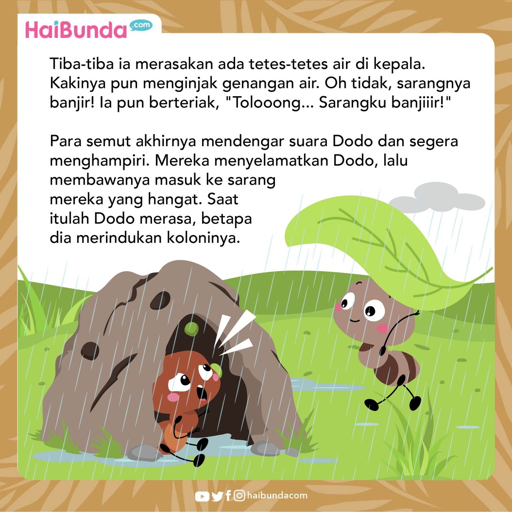 Cerita fabel, Dodo si semut yang ingin membuat sarangnya sendiri.