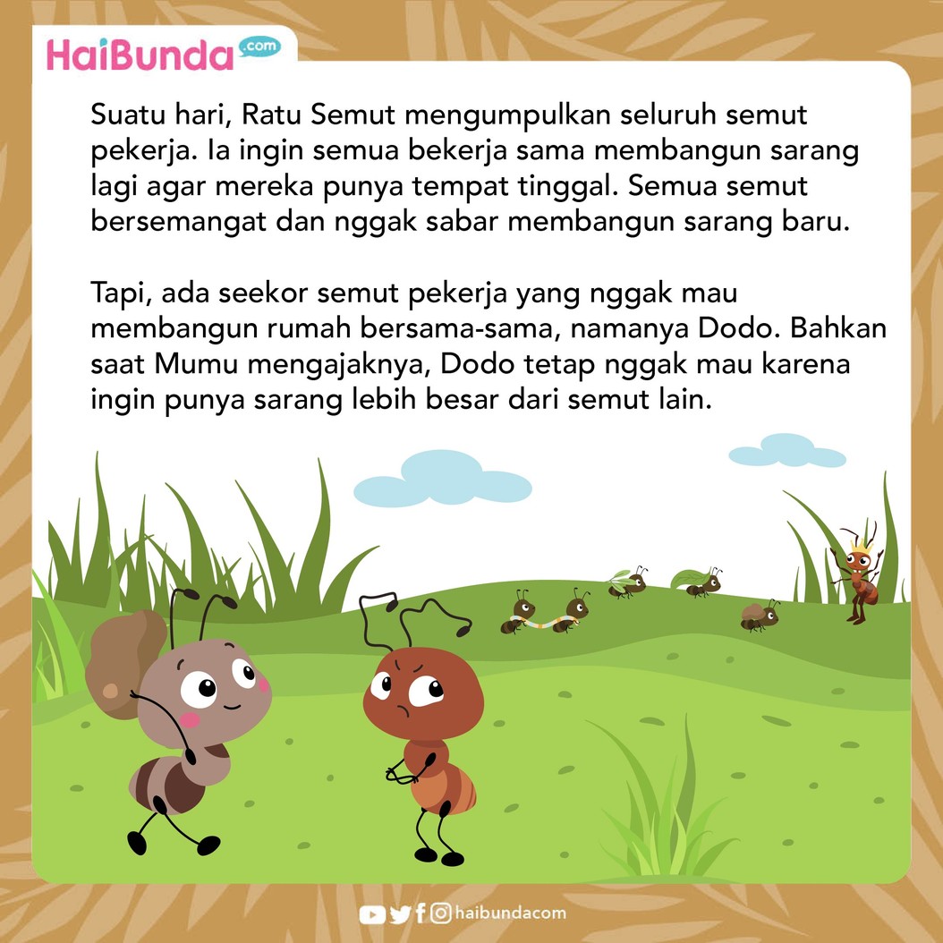 Cerita fabel, Dodo si semut yang ingin membuat sarangnya sendiri.