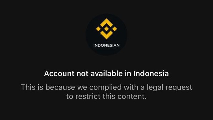 Akun sosial media Instagram Binance_Indonesian diblokir. (Tangkapan Layar Instagram @binance_indonesian)