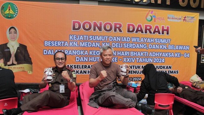 Kejati Sumut Rayakan Hari Bhakti Adhyaksa dengan Donor Darah Peduli Kemasyarakatan