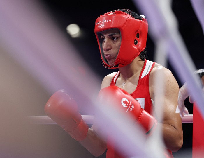 Paris 2024 Olympics - Boxing - Women's 66kg - Prelims - Round of 16 - North Paris Arena, Villepinte, France - August 01, 2024. Imane Khelif of Algeria is seen ahead of her fight against Angela Carini of Italy. REUTERS/Isabel Infantes