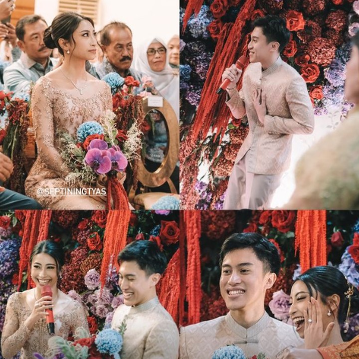 <p>Ragahdo tampil mengenakan beskap bergaya shanghai warna <em>beige</em>. Sementara itu, Tyas terlihat memesona dengan kebaya warna senada dan rambut yang disanggul. (Foto: Instagram: @ragahdo)</p>