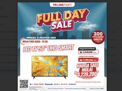 TV LED 50 UHD Smart TV di Transmart Full Day Sale Diskon Habis