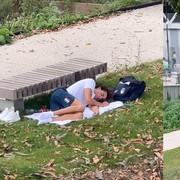 Viral di Medsos, Momen Atlet Renang Italia Kedapatan Tidur Siang di Taman Beralaskan Handuk