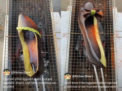 Unik! Penjual Ini Sajikan Terong Bakar Bentuk Sepatu