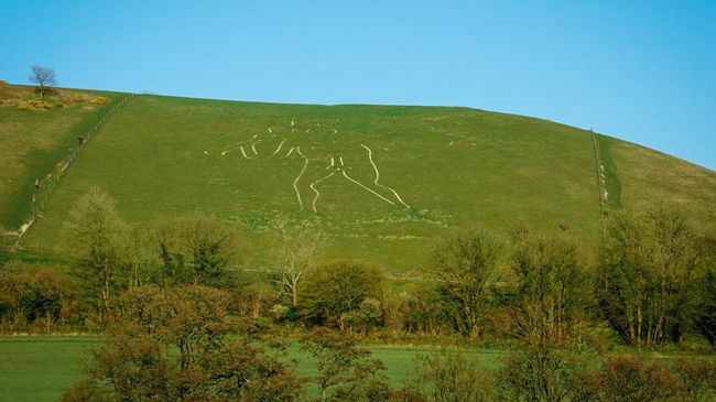 Wisatawan kecewa pemandangan 'penis' raksasa Cerne Abbas di Dorset, Inggris tertutup rumput. Mereka meminta rumput dipangkas agar ia bisa tampil penuh.