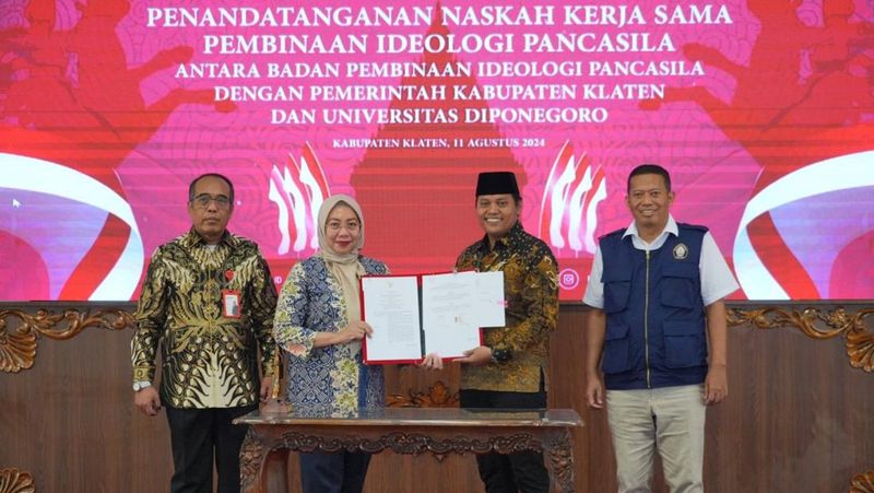 Badan Pembinaan Ideologi Pancasila (BPIP) bersama Pemerintah Kabupaten (Pemkab) Klaten meluncurkan program penyelarasan produk hukum daerah (Larasakumda)