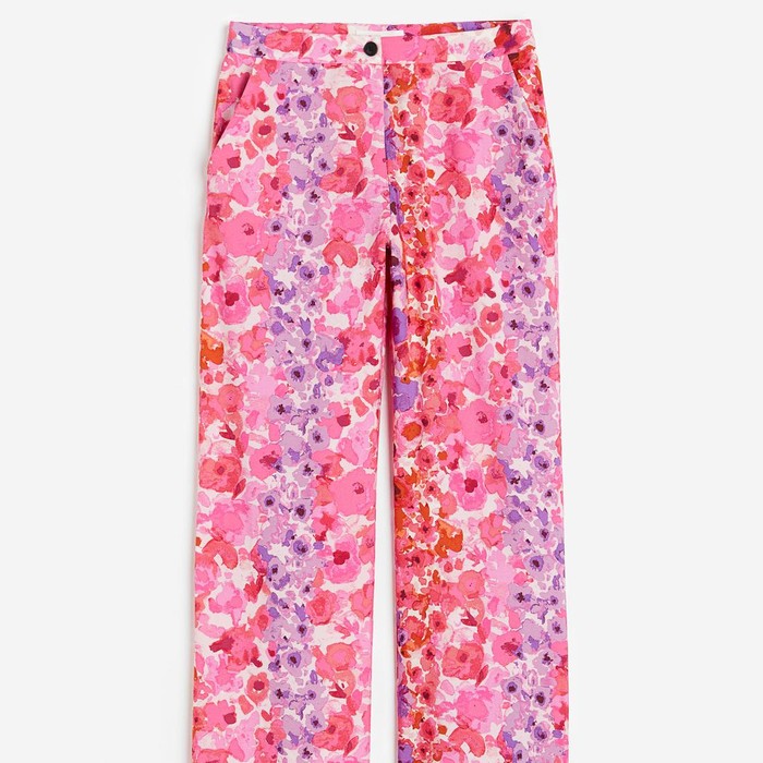 Flared Trousers (Pink/Floral)