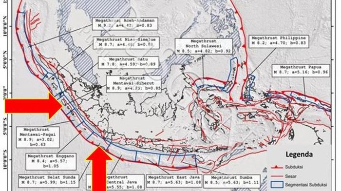 Catat, Ini Titik Sebaran Megathrust di Pulau Jawa