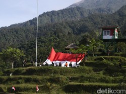 Bendera Merah Putih Raksasa Dikibarkan di Lereng Merapi, Tarik Wisatawan