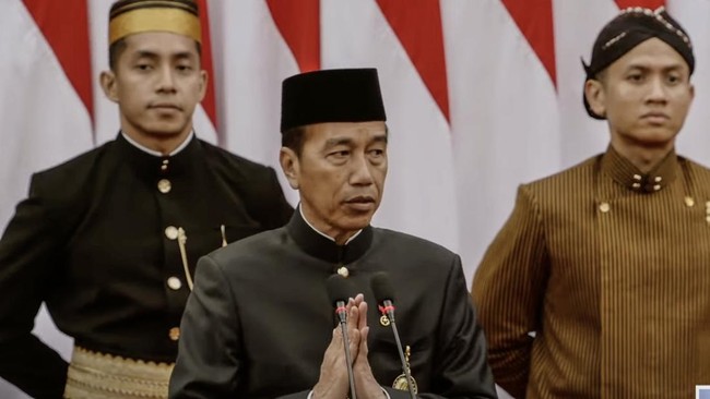 Presiden Joko Widodo menitipkan pembangunan Indonesia kepada Presiden terpilih Prabowo Subianto dalam Pidato Kenegaraan di Sidang Tahunan MPR.