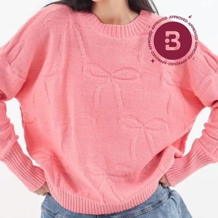 Loony Ribbon Knit Crop Dusty Rose Sweater