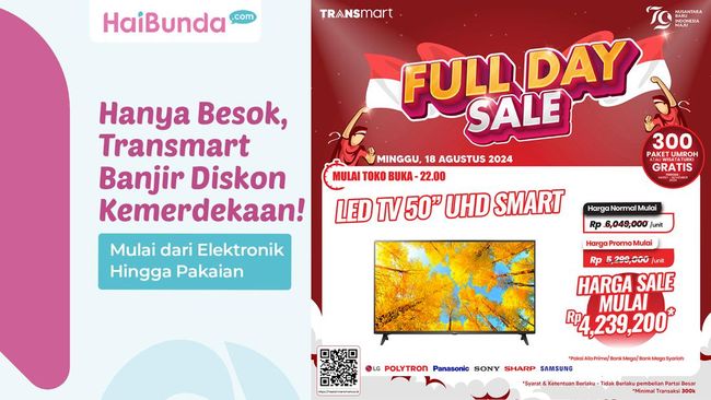 Hanya Besok, Transmart Banjir Diskon Kemerdekaan! Mulai dari Elektronik Hingga Pakaian