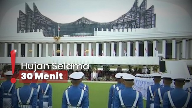 IKN Diguyur Hujan Jelang Penurunan Bendera Merah Putih