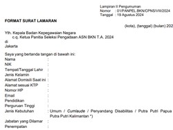 Contoh Surat Lamaran CPNS 2024 serta Link Download PDF dan Word