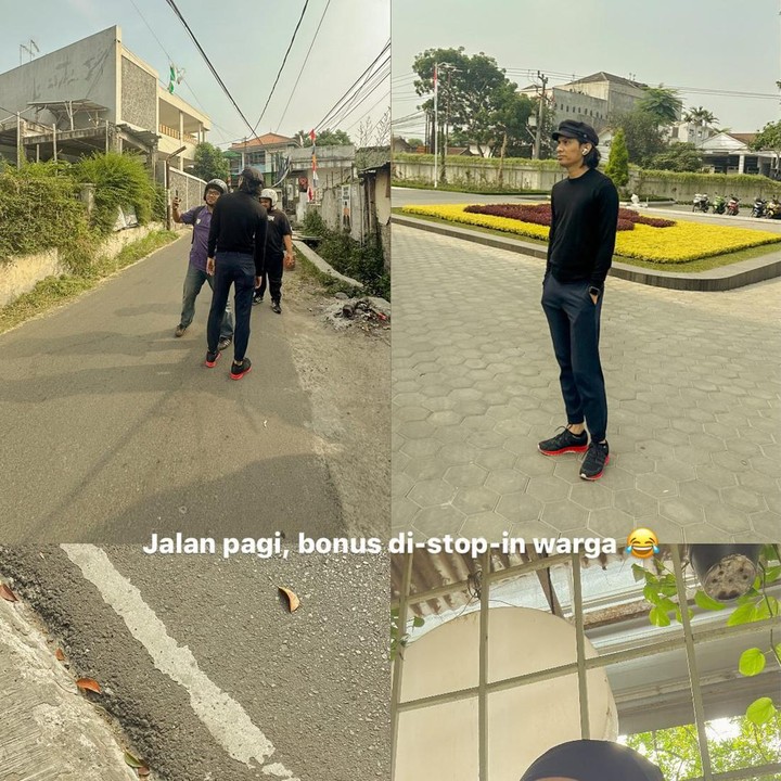 <p>Tria juga sudah mulai melakukan aktivitas fisik, Bunda. Sang istri mengajaknya Tria jalan pagi di sekitar rumah. (Foto: Instagram @dhaturembulan)</p>