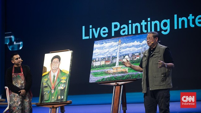 FOTO: SBY Live Painting di Pertamina Creativepreneur Summit 2024