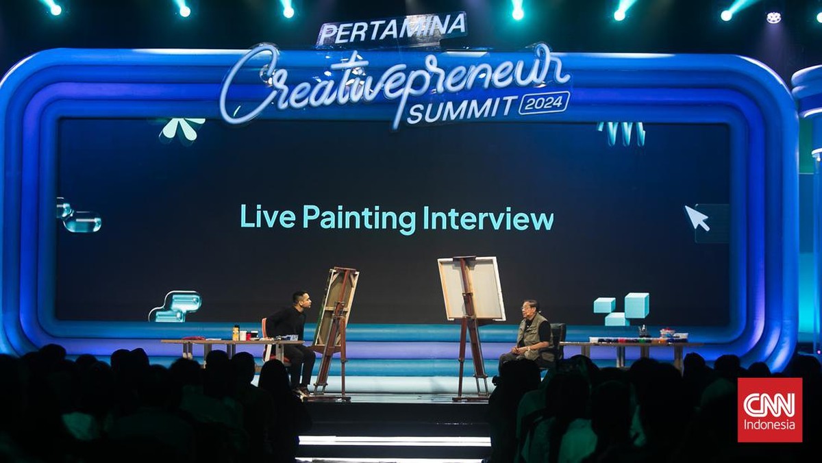 FOTO: SBY Live Painting di Pertamina Creativepreneur Summit 2024