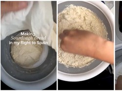 TikToker Nekat Bikin Roti Sourdough dalam Penerbangan Pesawat