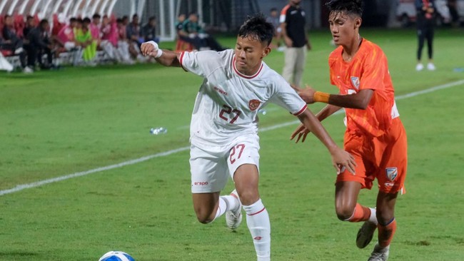 Timnas Indonesia U-17 berhasil unggul 1-0 atas Kepulauan Mariana Utara pada menit kedua pertandingan Kualifikasi Piala Asia U-17 2025.