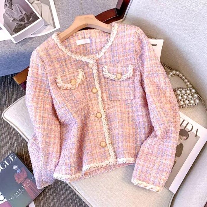 First Girl Blazer Tweed Premium Korean Style