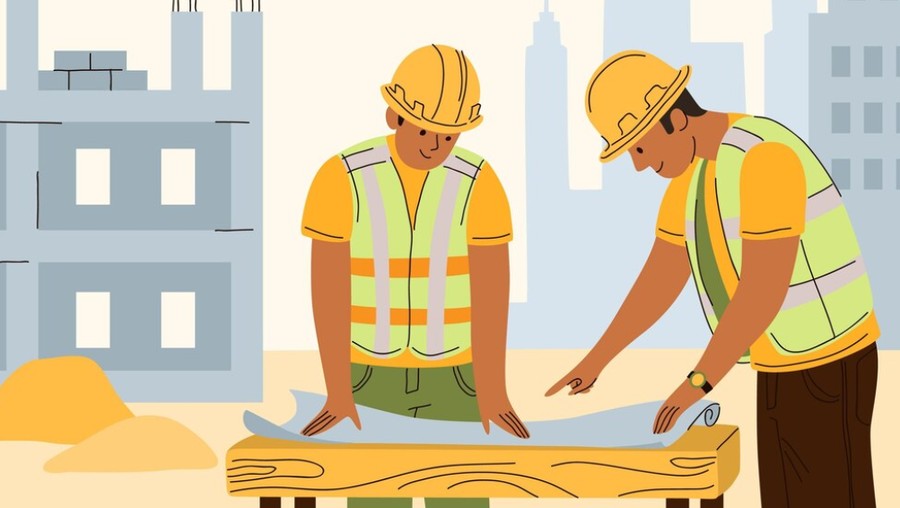 Ilustrasi kuli bangunan Ilustrasi kuli bangunan