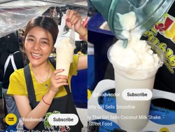 Cantik! Penjual Smoothies Kelapa Ini Jadi Viral