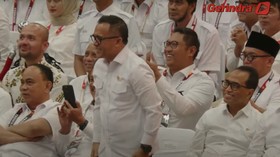 Prabowo Sapa Azwar Anas Perwakilan PDIP Hadiri Rapimnas Gerindra