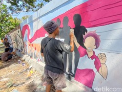 Warna-warni Asa Pilkada Mandaliyem di Tembok Pasar Seni Gabusan Bantul