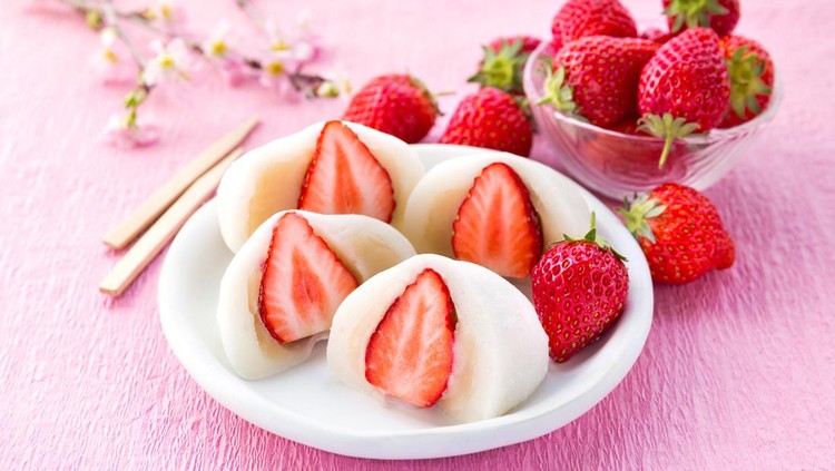 Ilustrasi mochi stroberi