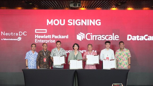 Kerja sama Telkom dengan HPE, Cirrascale, dan DataCanvas Limited terkait pengembangan ekosistem Artificial Intelligence (AI) di Indonesia dan kawasan regional.
