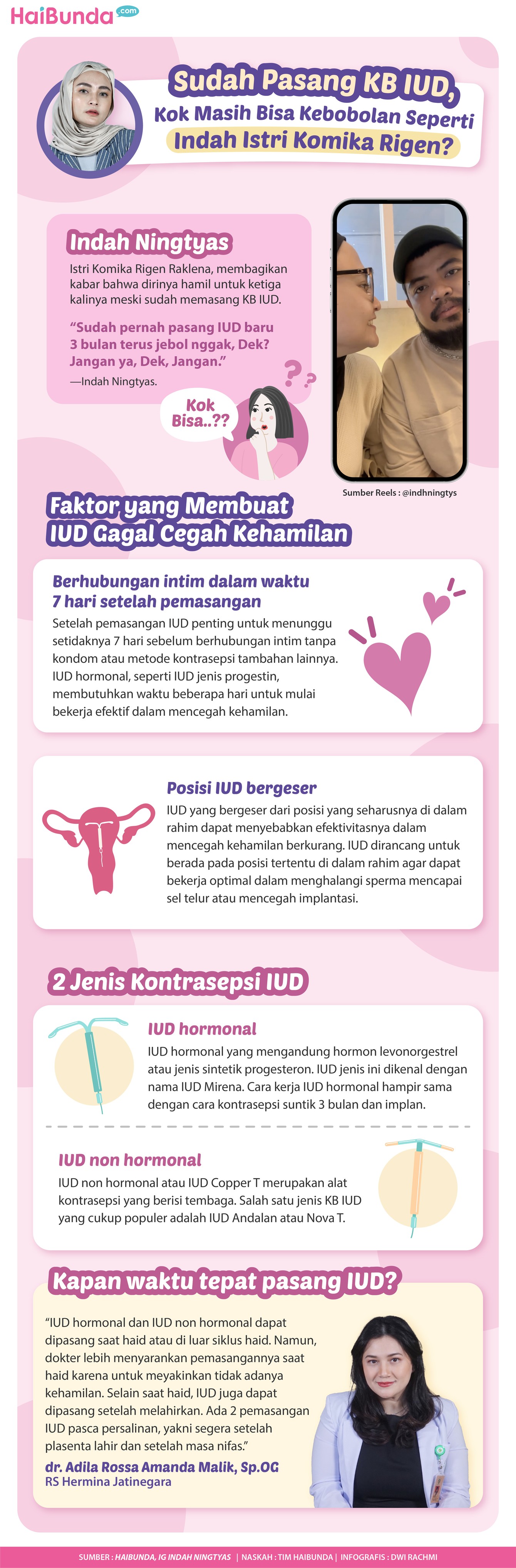 KB IUD gagal Indah, Istri Rigen membagikan pengalaman hamil lagi padahal baru mengenakan KB IUD tiga bulan yang lalu. Simak penyebab alat kontrasepsi ini tidak efektif.